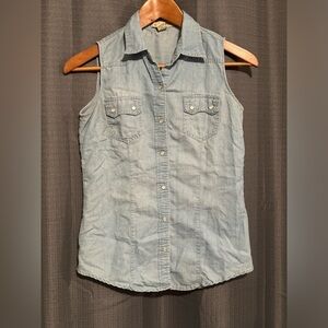 Fun & Flirt Denim Button Up Tank Top